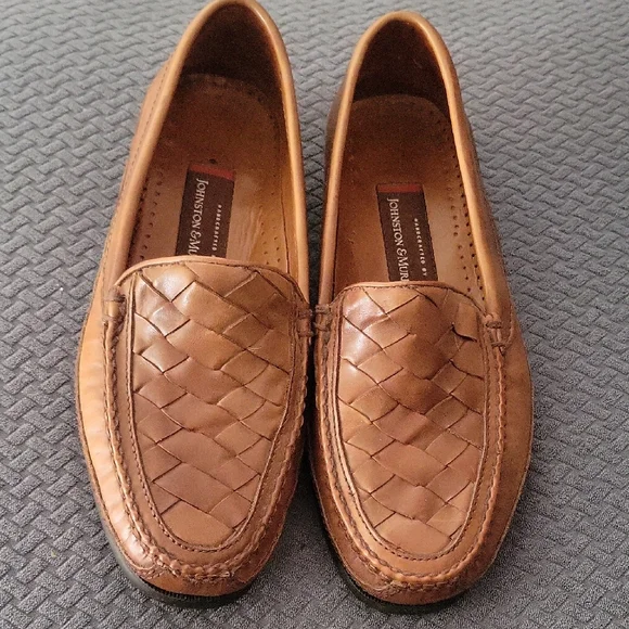 Johnston & Murphy Brown Woven Leather Loafer Style 20 8436 SZ 9.5 M - Picture 1 of 10